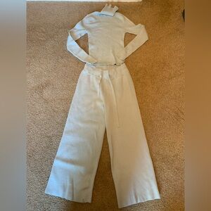 Abercrombie & Fitch Turtleneck Sweater  Matching Pants Set Blue Small wide leg